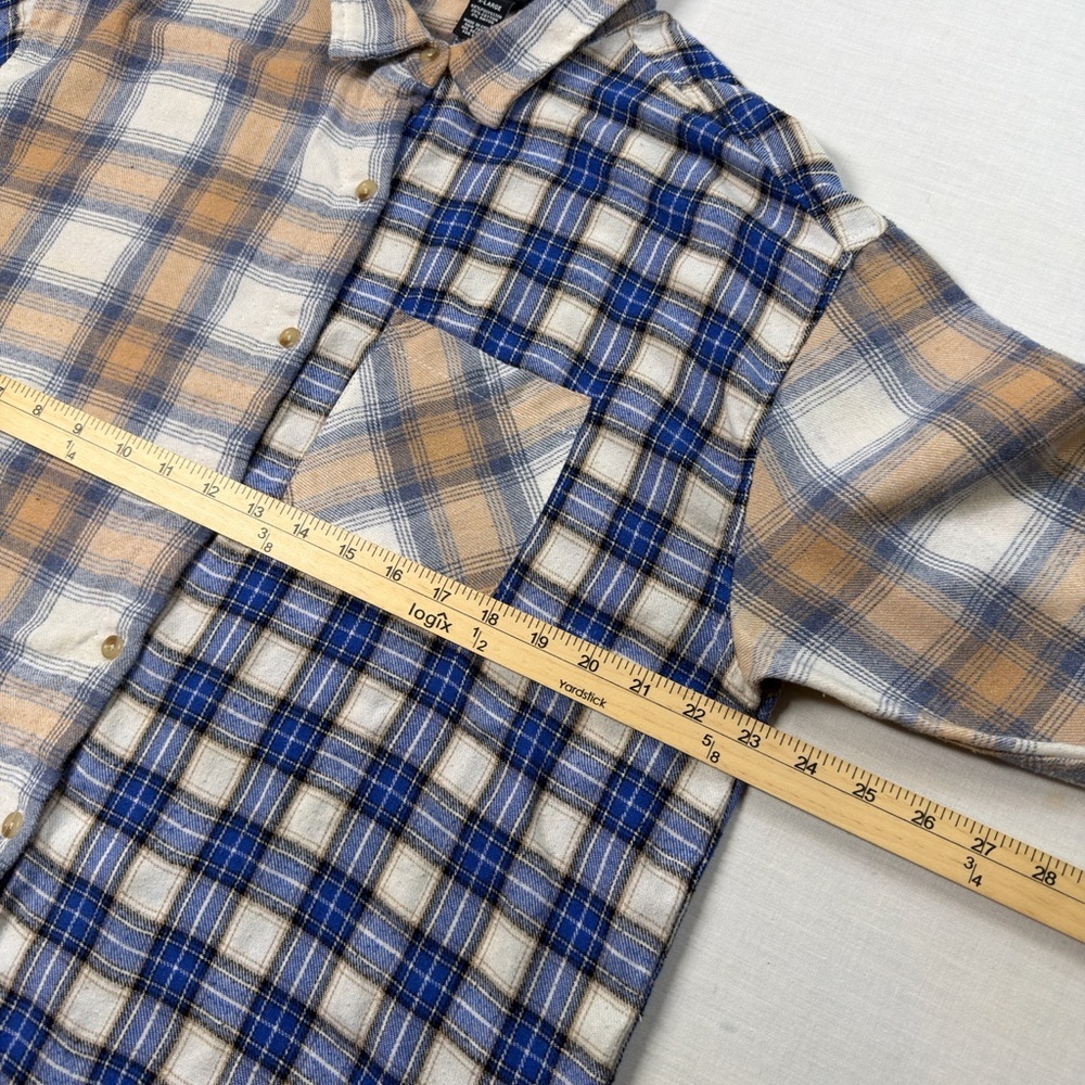 Rue 21 l Spliced Split Plaid Long Sleeve Button Up Cropped Top l Women's Size XL - Picture 5 of 5